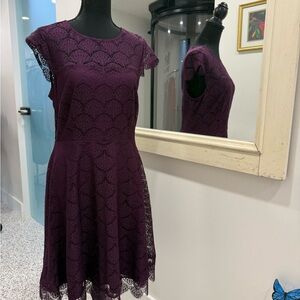 Kensie Deep Purple Lace Dress